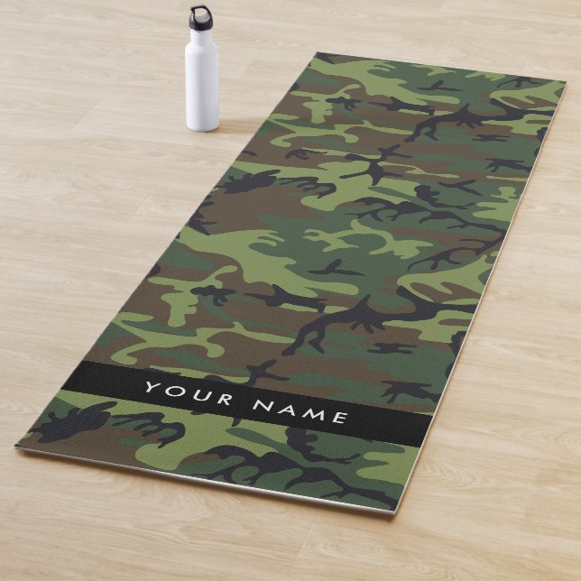 Green Camouflage Muster, Ihr Name, Personalisieren Yogamatte (Beispiel)