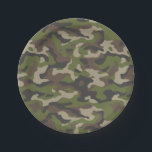 Green Camouflage Muster Pappteller<br><div class="desc">Karo dieses Design mit einem grünen Tarnmuster heraus.</div>