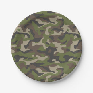 Green Camouflage Muster Pappteller