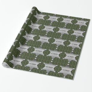Green Camouflage Muster Sheriff Name Abzeichen Geschenkpapier