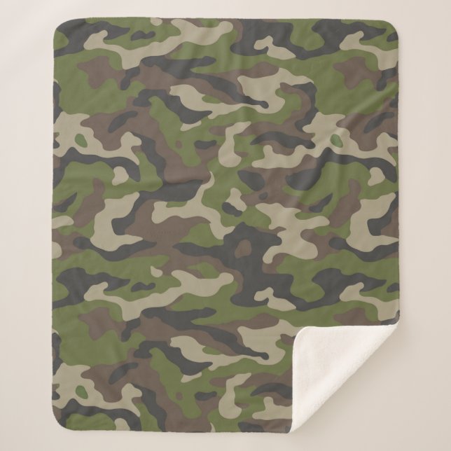 Green Camouflage Muster Sherpadecke (Vorderseite)