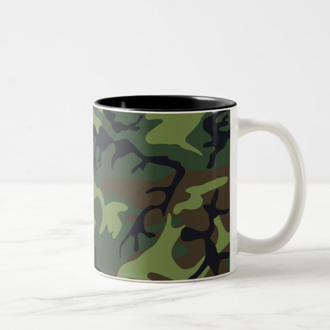 Green Camouflage Muster Zweifarbige Tasse (Rechts)