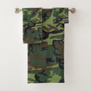 Green Camouflage Pattern, militärisches Muster, Ar Badhandtuch Set
