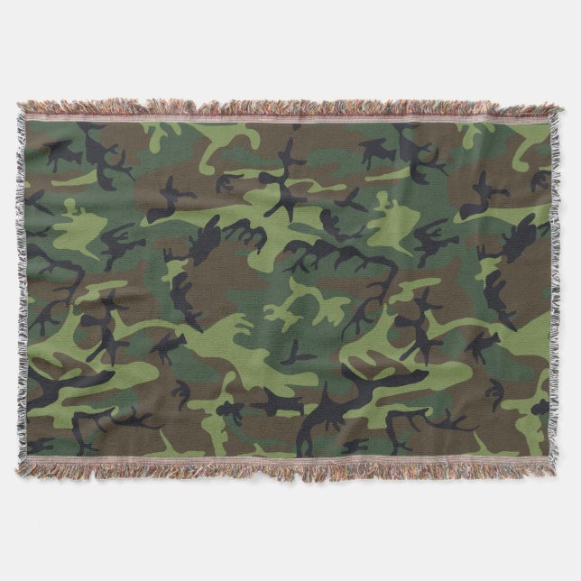 Green Camouflage Pattern, militärisches Muster, Ar Decke (Vorderseite)