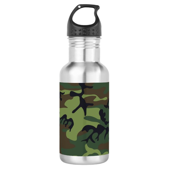 Green Camouflage Pattern, militärisches Muster, Ar Edelstahlflasche (Vorderseite)