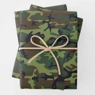 Green Camouflage Pattern, militärisches Muster, Ar Geschenkpapier Set
