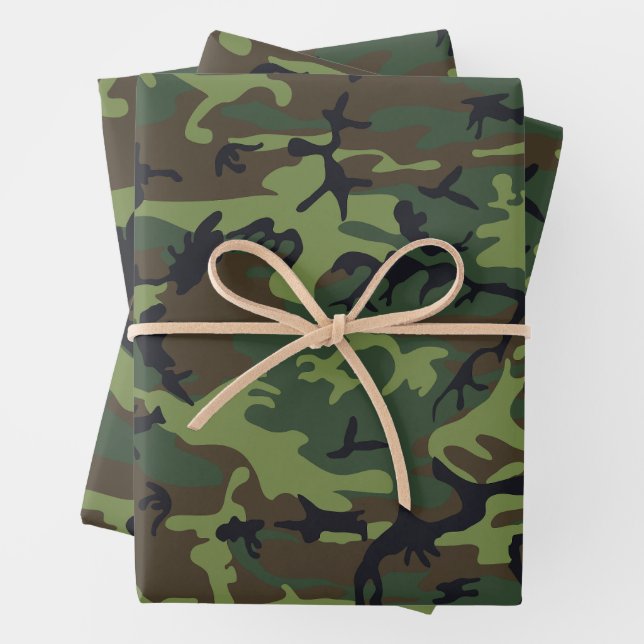 Green Camouflage Pattern, militärisches Muster, Ar Geschenkpapier Set (Beispiel)