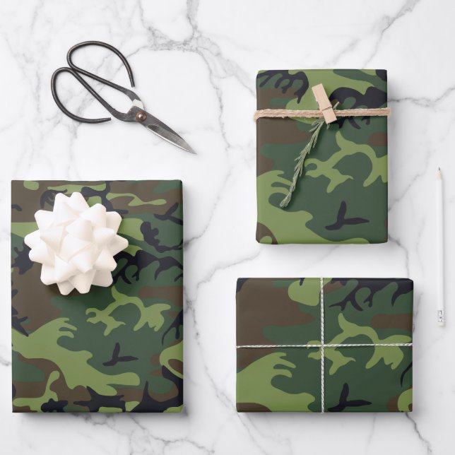 Green Camouflage Pattern, militärisches Muster, Ar Geschenkpapier Set (Vorderseite)