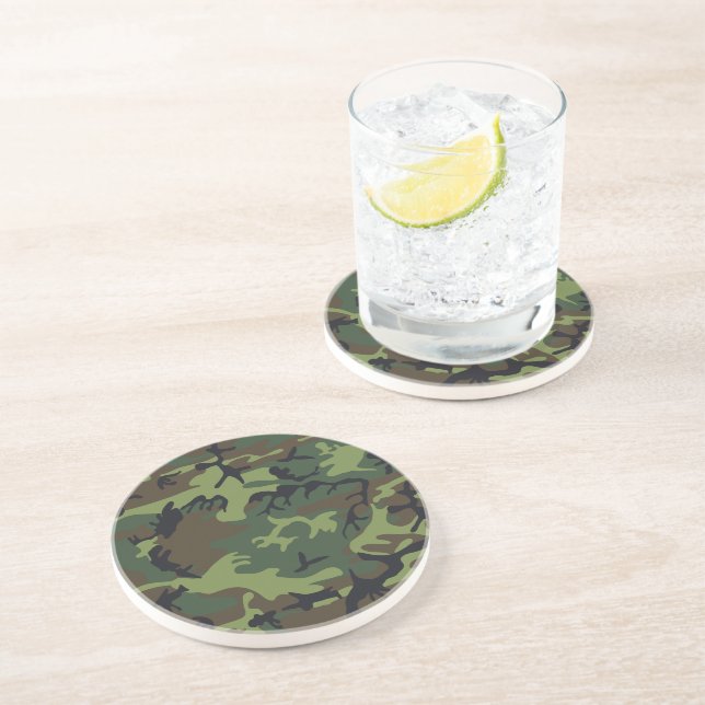 Green Camouflage Pattern, militärisches Muster, Ar Getränkeuntersetzer (Seite)