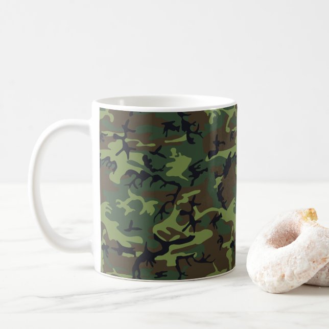 Green Camouflage Pattern, militärisches Muster, Ar Kaffeetasse (Mit Donut)