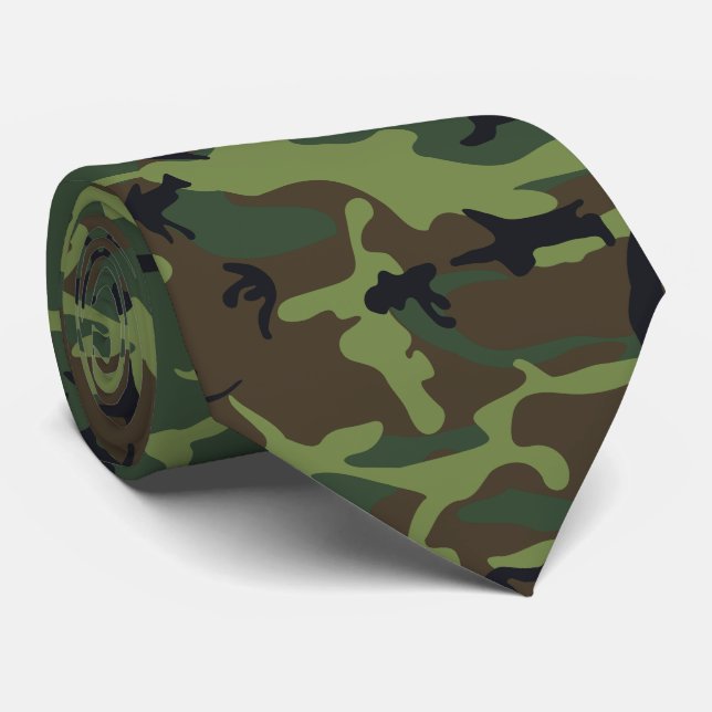 Green Camouflage Pattern, militärisches Muster, Ar Krawatte (Gerollt)