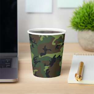 Green Camouflage Pattern, militärisches Muster, Ar Pappbecher