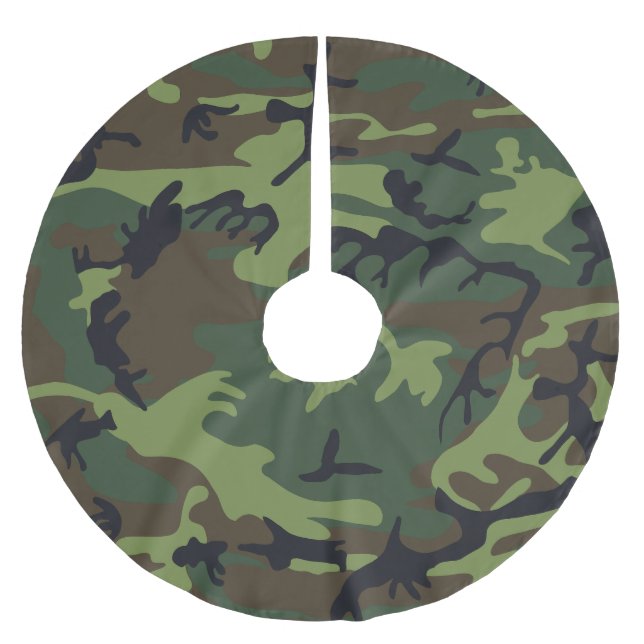 Green Camouflage Pattern, militärisches Muster, Ar Polyester Weihnachtsbaumdecke (Vorderseite)