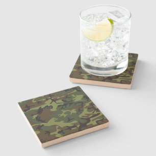 Green Camouflage Pattern, militärisches Muster, Ar Steinuntersetzer