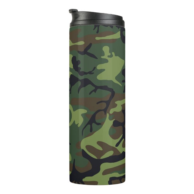 Green Camouflage Pattern, militärisches Muster, Ar Thermosbecher (Nach rechts gedreht)