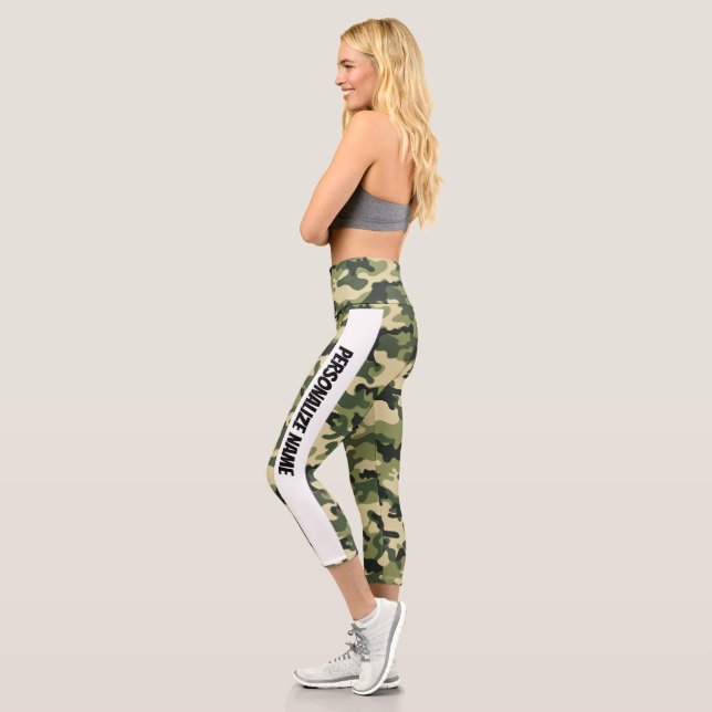 Green Camouflage PERSONALIZE Capri Leggings (Links)