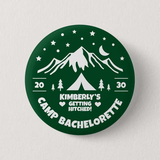 Green Camp Bachelorette Bridal Button (Vorderseite)