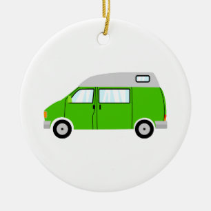 Green Camper Van High Top Mobile Freiheit Keramik Ornament