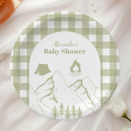 Green Camping Baby Dusche Pappteller