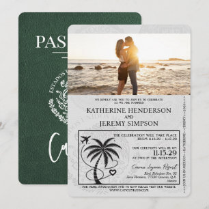 Green Cancun Passport Hochzeit Einladung