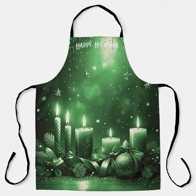 Green Candles Christmas Holiday Apron Schürze (Vorderseite)
