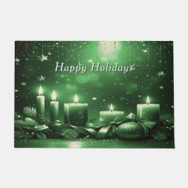 Green Candles Christmas Holiday Doormat Fußmatte