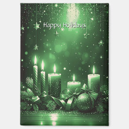 Green Candles Christmas Holiday Magnet