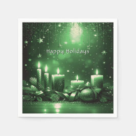 Green Candles Christmas Holiday Napkin Serviette