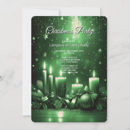 Green Candles Christmas Holiday Party Invitation Einladung