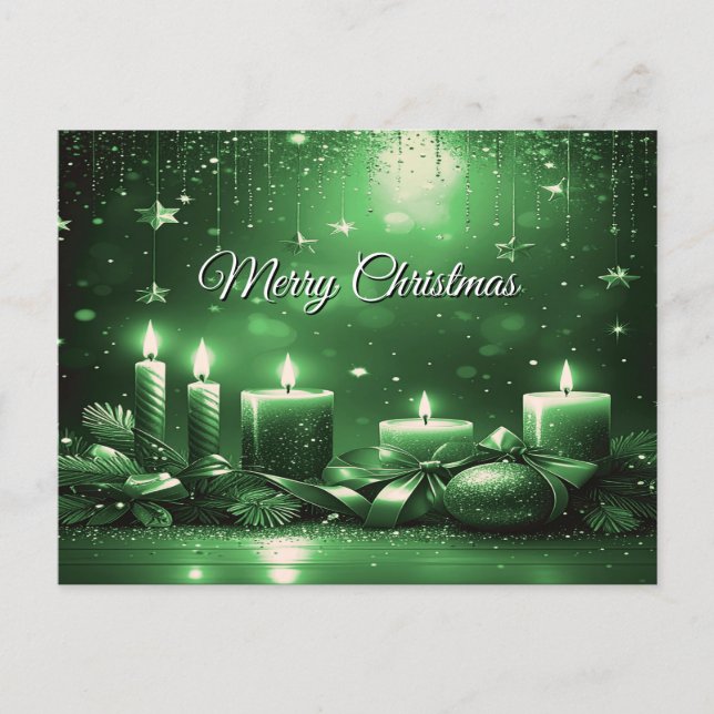 Green Candles Christmas Holiday Postcard Postkarte (Vorderseite)