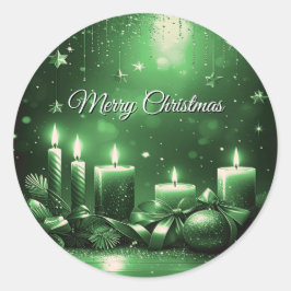 Green Candles Christmas Holiday Sticker