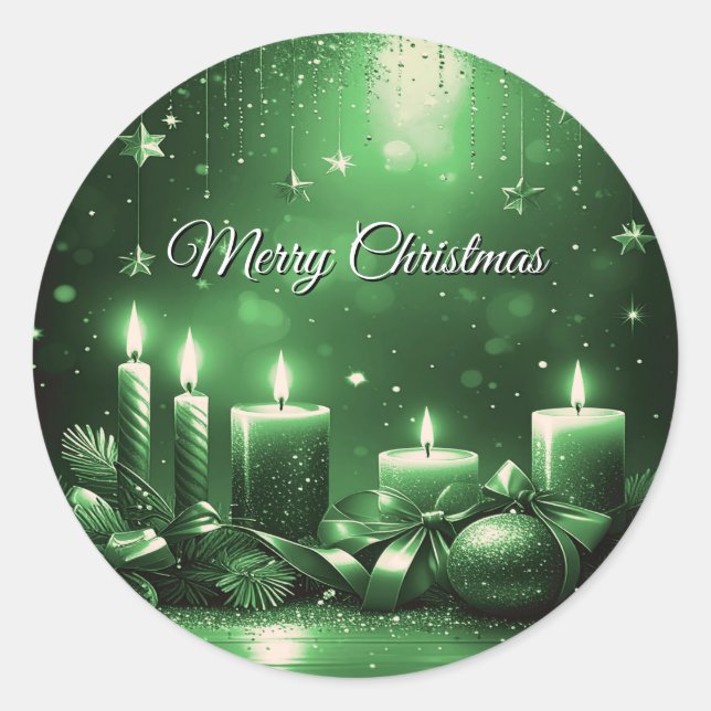 Green Candles Christmas Holiday Sticker (Vorderseite)