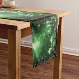 Green Candles Christmas Holiday Table Runner Mittelgroßer Tischläufer