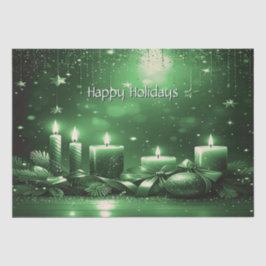 Green Candles Christmas Holiday Tissue Paper Seidenpapier