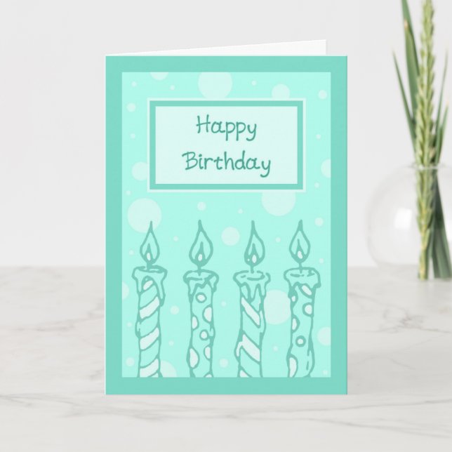 Green Candles Happy Birthday Card Karte (Vorderseite)