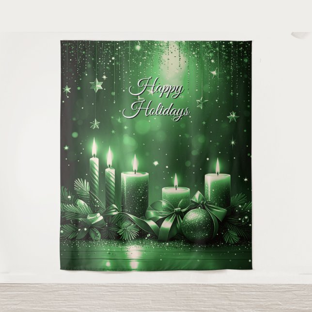 Green Candles Holiday Backdrop Wandteppich (Vorderseite)