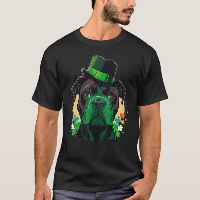 Green Cane Corso shamrock on St Patricks Day Cane  T-Shirt (Vorderseite)