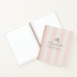 Green Cap Pink Stripes Palms Graduation Guest Book Notizbuch