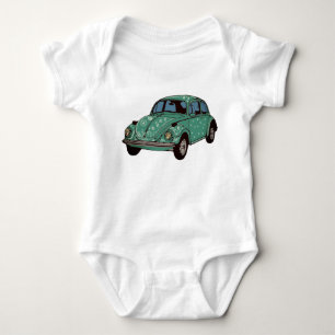 Green Car, Retro Auto, Niedlich Art Baby Jersey Strampler