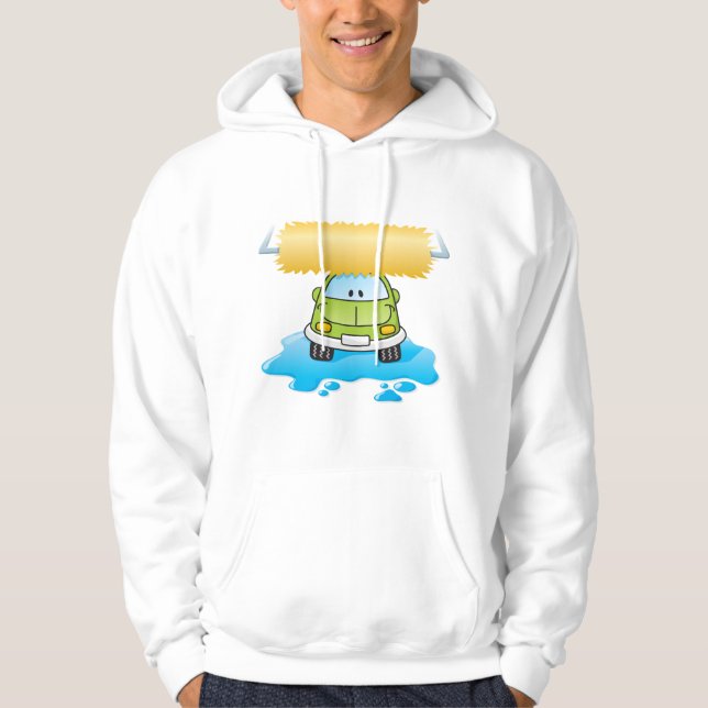 Green Cartoon Car Wash Happy Little Car Hoodie (Vorderseite)