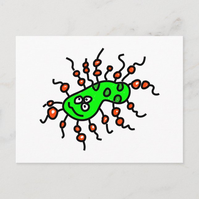 Green Cartoon Germ Postkarte (Vorderseite)