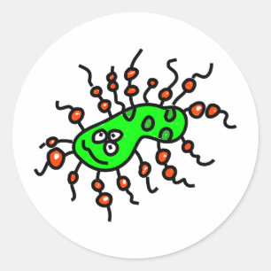 Green Cartoon Germ Runder Aufkleber