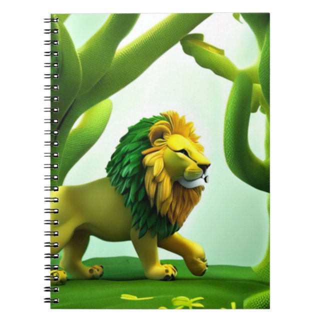 Green Cartoon lion in forest Notizblock (Vorderseite)