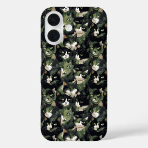 Green Cat Camouflage iPhone 16 Hülle