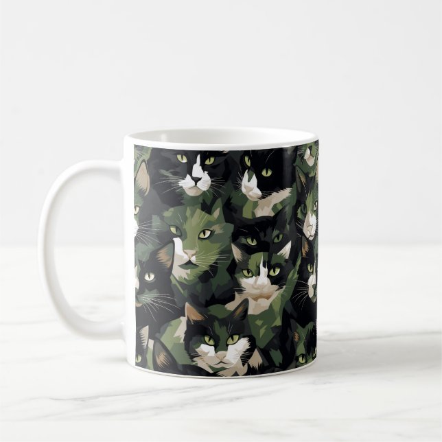 Green Cat Camouflage Kaffeetasse (Links)