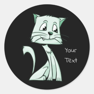 Green Cat Classic Round Aufkleber