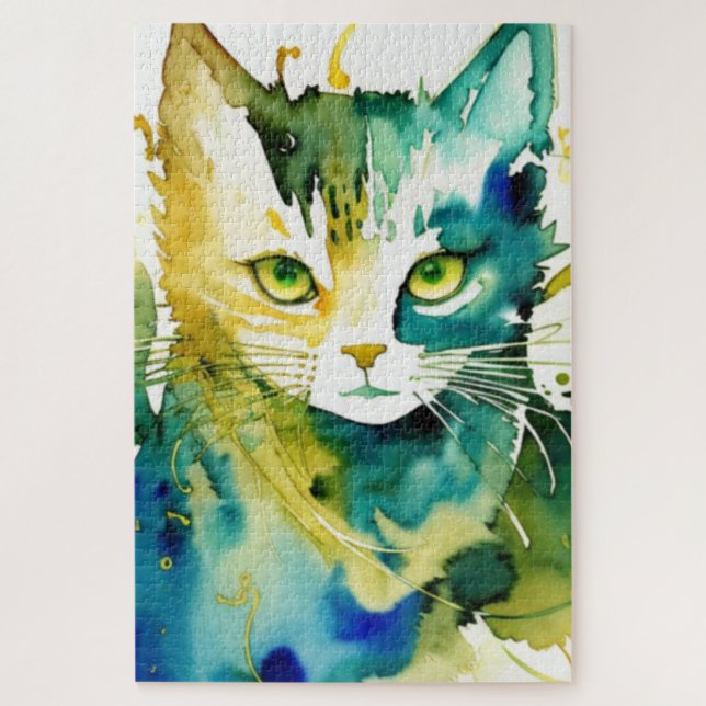 Green Cat Jigsaw Puzzle (Vertikal)