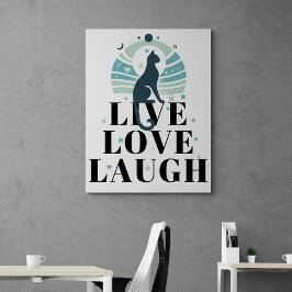 Green Cat Moon and Stars Live Liebe Laugh Positiv Leinwanddruck