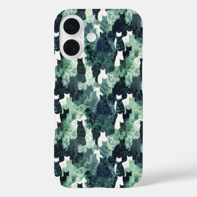 Green Cats Camouflage Muster Case-Mate iPhone Hülle (Rückseite)
