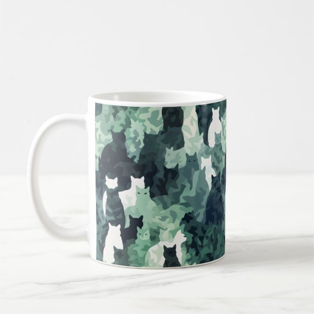 Green Cats Camouflage Muster Kaffeetasse (Links)